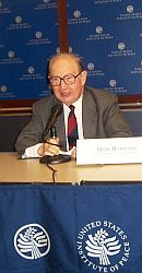 Selig S. Harrison giving a presentation at the U.S. Institute for Peace in May 2006