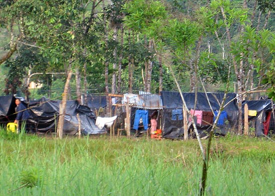 Land invastion tent city in Orito